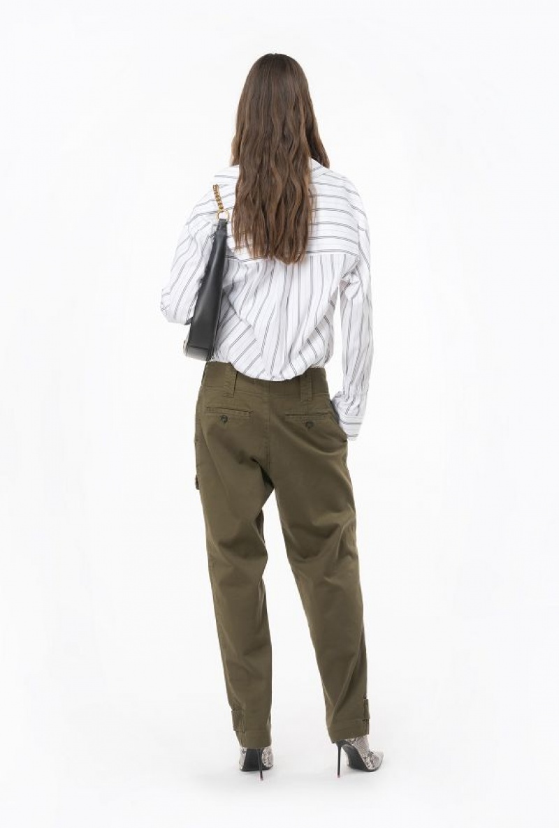 Pinko Cotton Cargo Trousers DARK OLIVE GREEN | SN-PKO33789