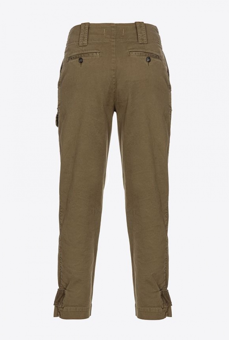 Pinko Cotton Cargo Trousers DARK OLIVE GREEN | SN-PKO33789