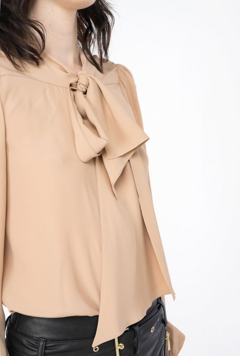 Pinko Crepe De Chine Blouse With Sash DESERT PINK | SN-PKO33199