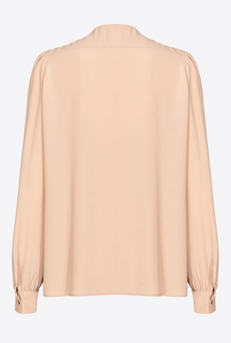 Pinko Crepe De Chine Blouse With Sash DESERT PINK | SN-PKO33199