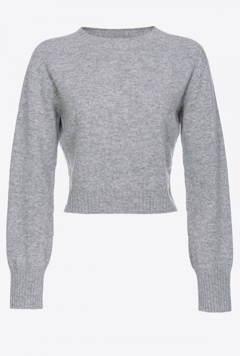 Pinko Cropped Cashmere-blend Pullover DRIZZLE GREY | SN-PKO33507