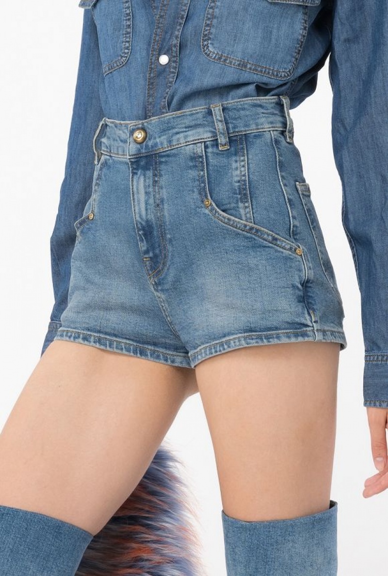 Pinko Denim Shorts With Topstitching MEDIUM DARK VINTAGE WASH | SN-PKO33720