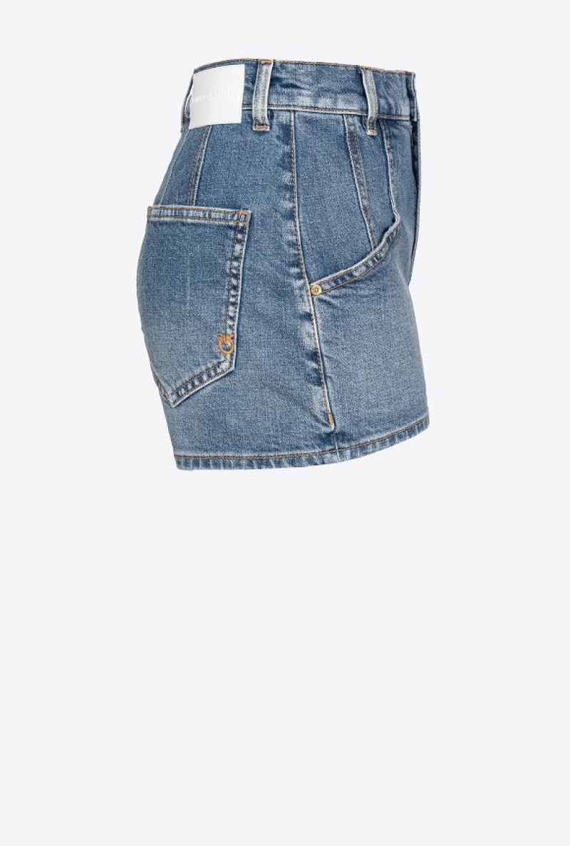 Pinko Denim Shorts With Topstitching MEDIUM DARK VINTAGE WASH | SN-PKO33998