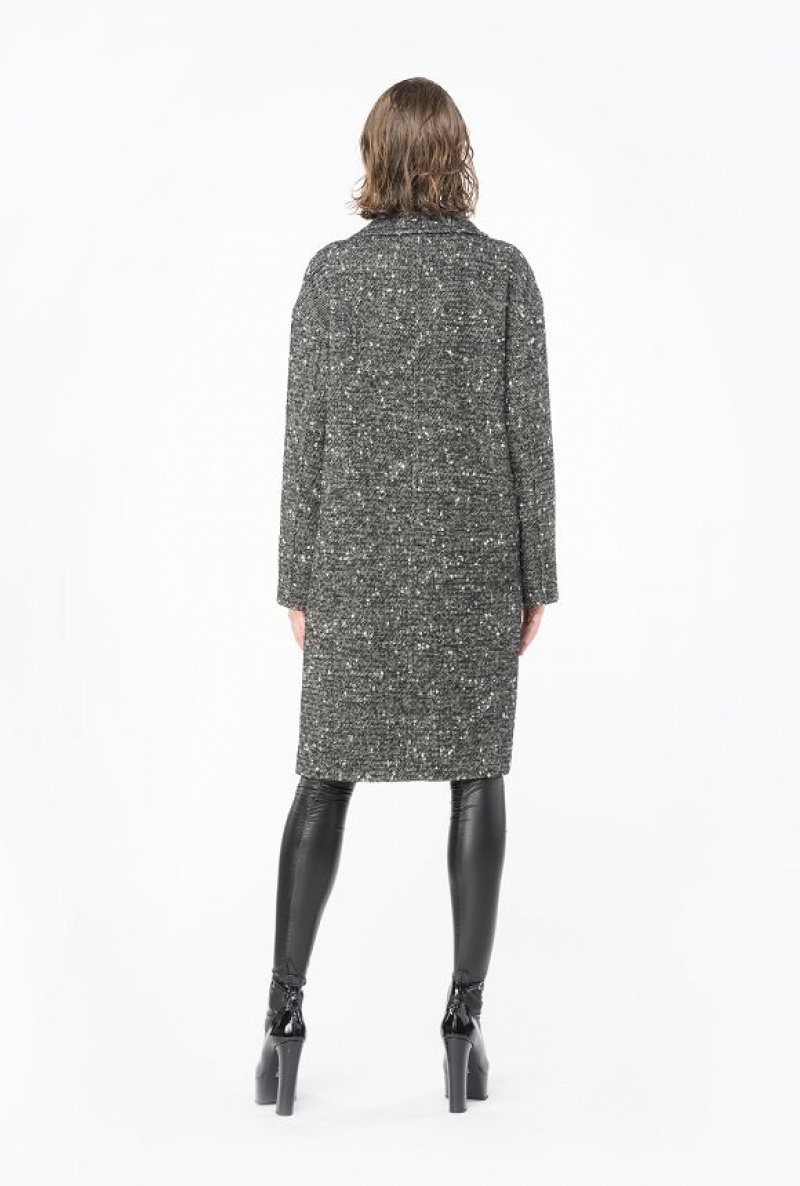 Pinko Double-breasted Tweed Coat BLACK/WHITE | SN-PKO33650