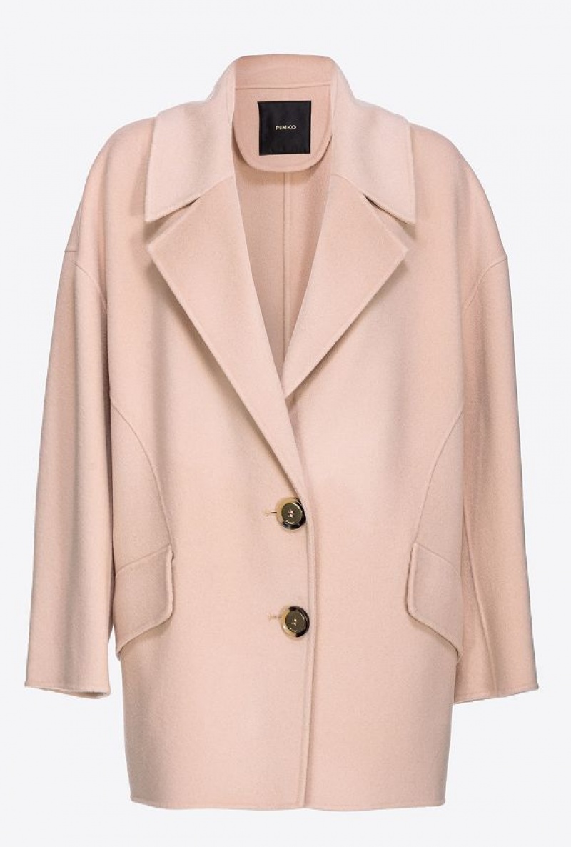 Pinko Double-layered Woollen Cloth Pea Coat NUDE - BABY | SN-PKO33621