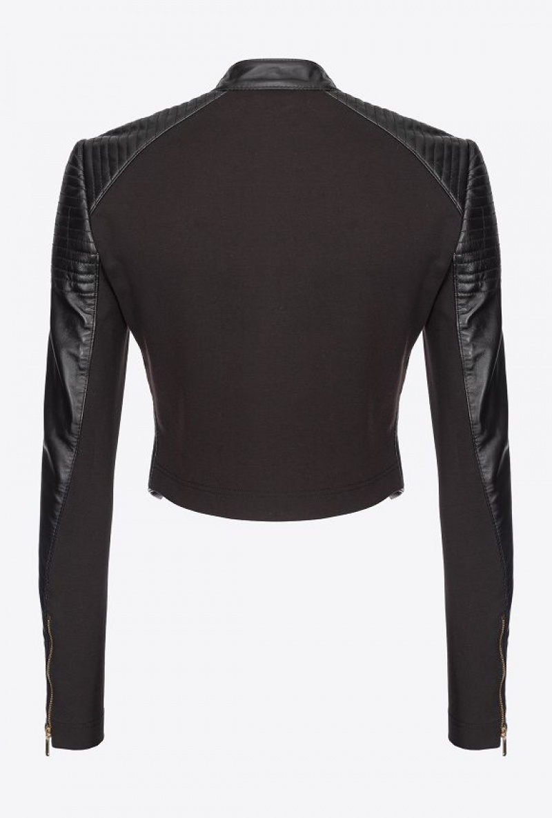 Pinko Dual-fabric Biker Jacket LIMO BLACK | SN-PKO33596