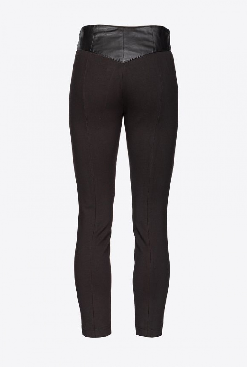 Pinko Dual-fabric Leggings LIMO BLACK | SN-PKO33763