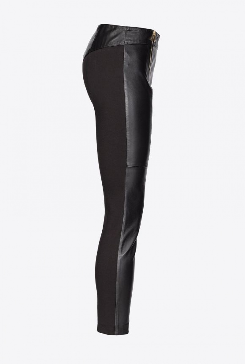 Pinko Dual-fabric Leggings LIMO BLACK | SN-PKO33763