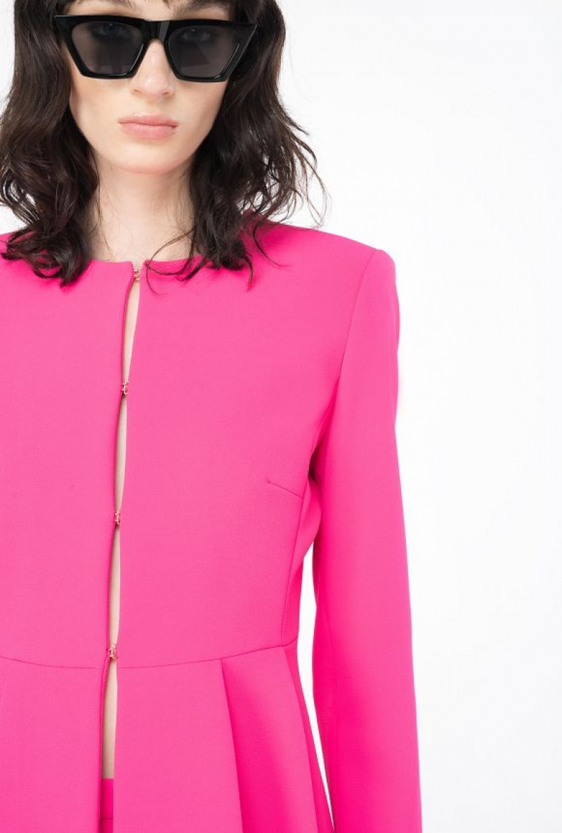 Pinko Elegant Crepe Blazer With Belt BEETROOT | SN-PKO33933