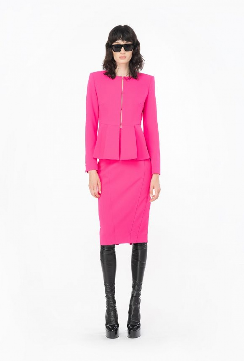 Pinko Elegant Crepe Blazer With Belt BEETROOT | SN-PKO33933