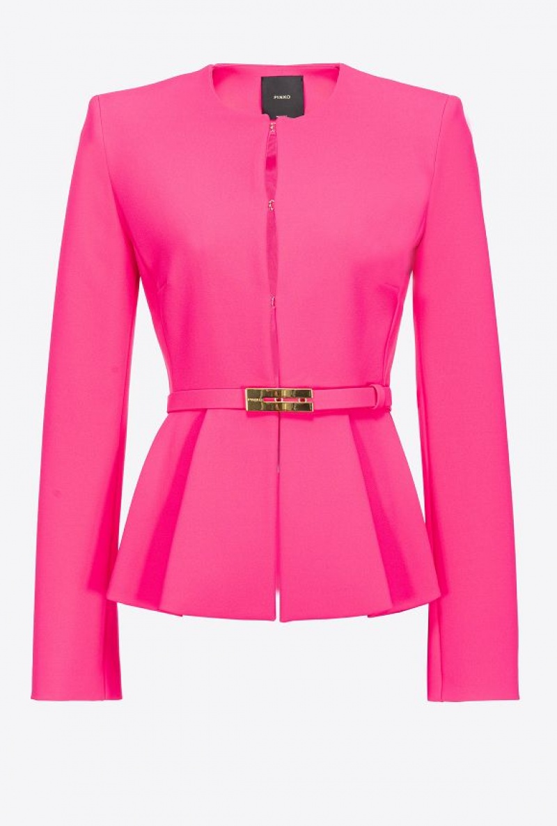 Pinko Elegant Crepe Blazer With Belt BEETROOT | SN-PKO33933