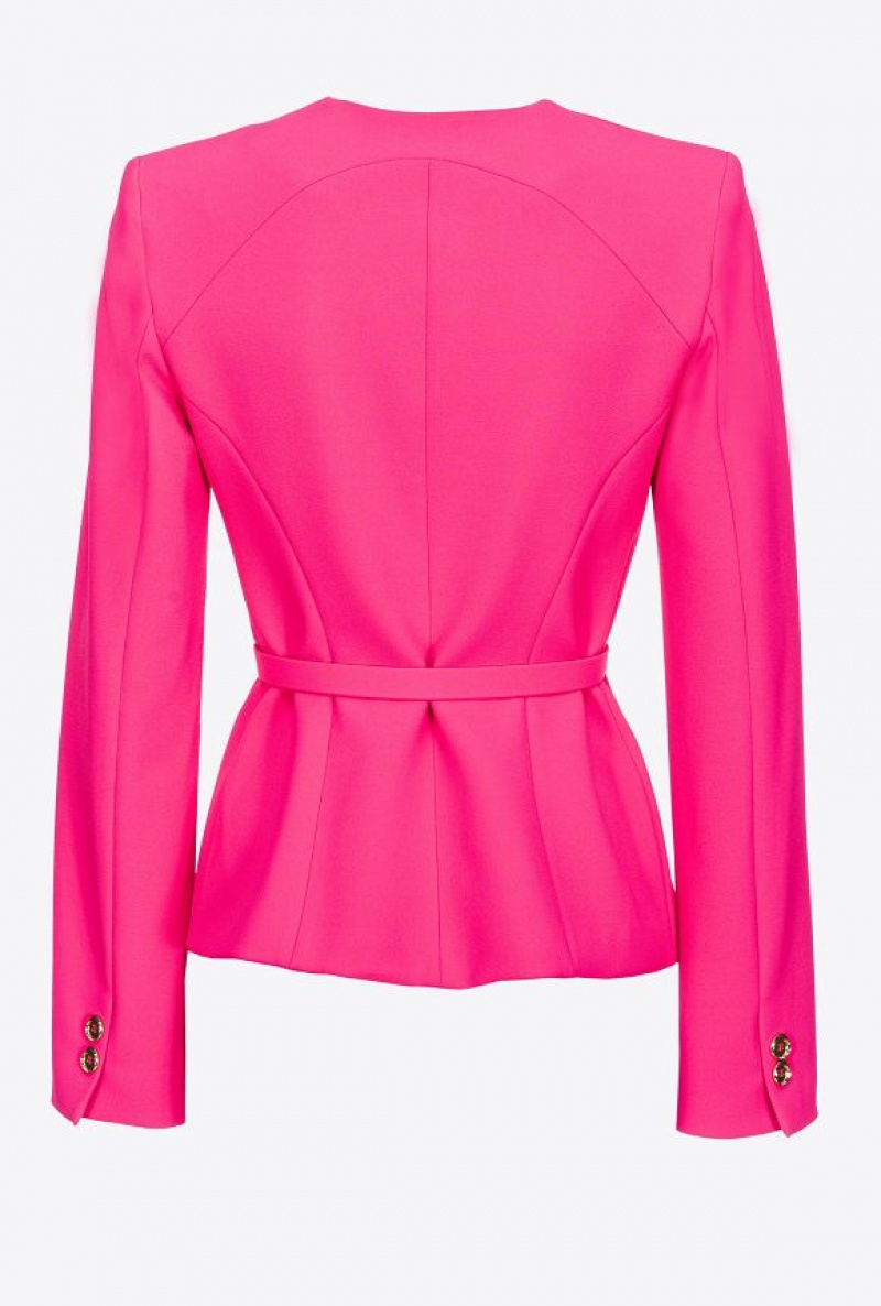 Pinko Elegant Crepe Blazer With Belt BEETROOT | SN-PKO33933