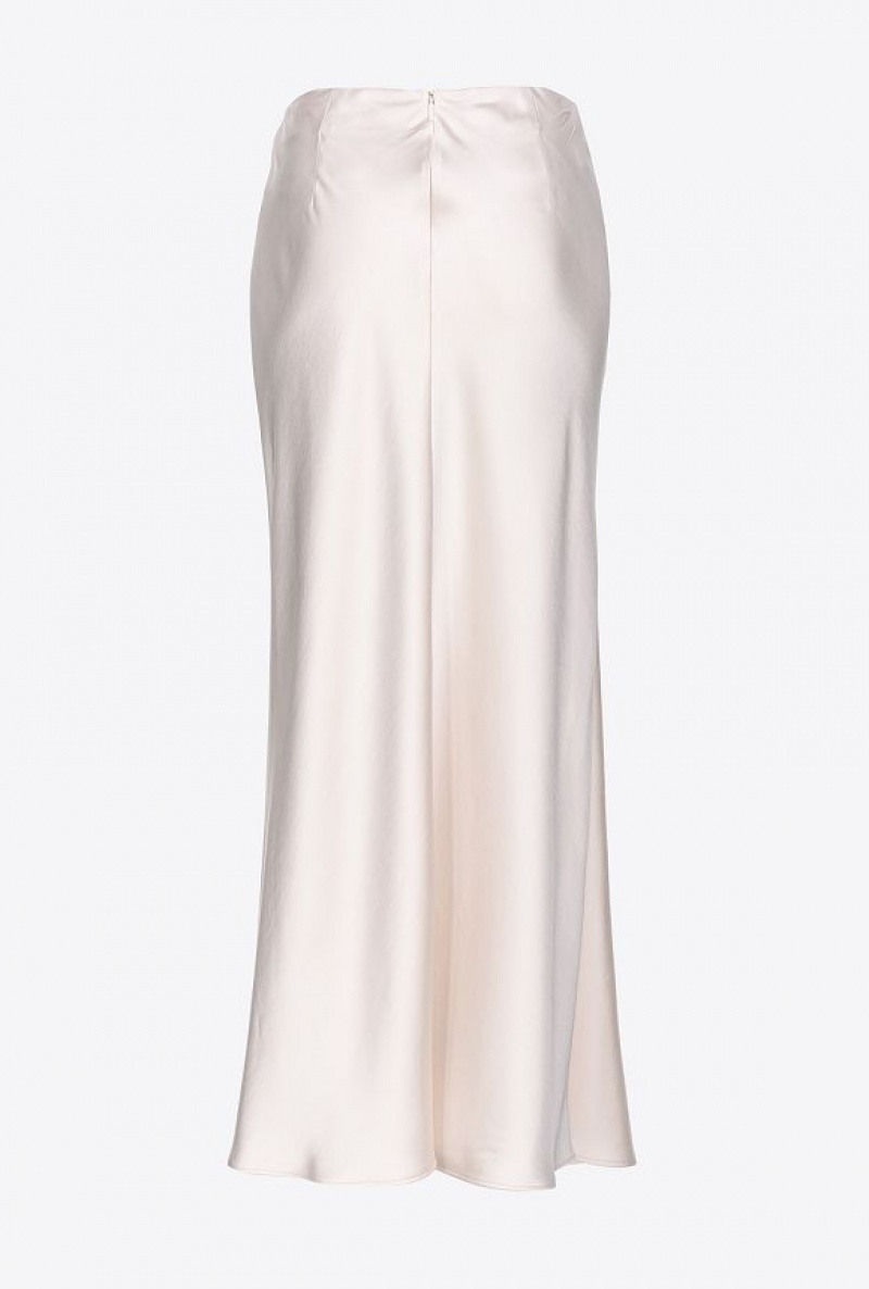 Pinko Elegant Hammered Satin Skirt PASTEL PARCHMENT | SN-PKO34090