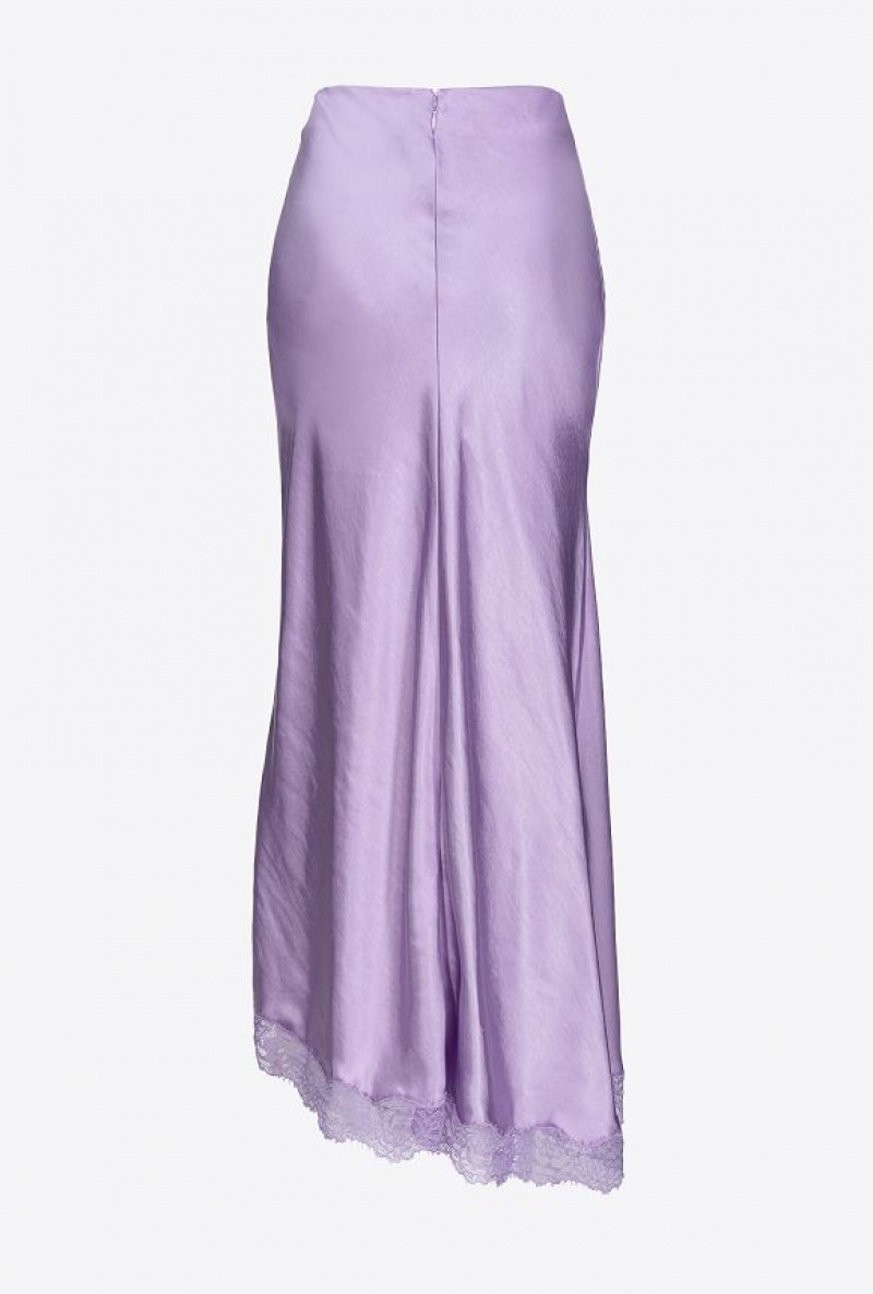 Pinko Elegant Satin And Lace Skirt LISIANTHUS LILAC | SN-PKO34049