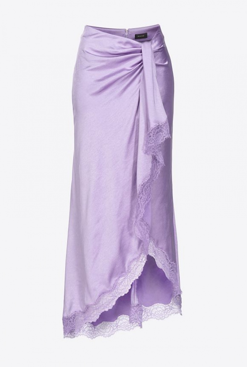 Pinko Elegant Satin And Lace Skirt LISIANTHUS LILAC | SN-PKO34049