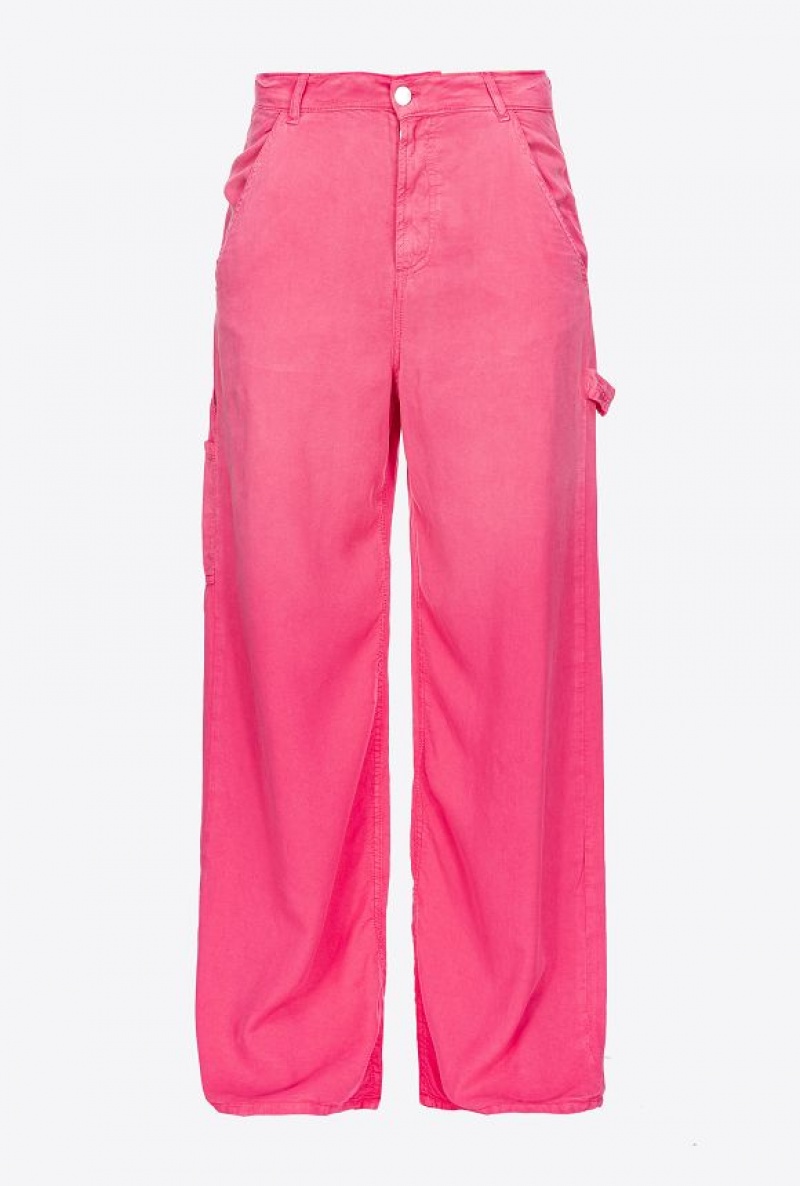 Pinko Faded Canvas Workwear Trousers BEETROOT | SN-PKO33742