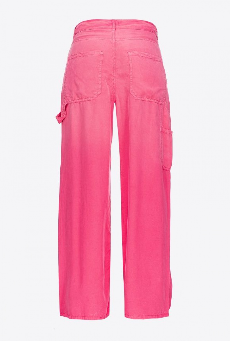 Pinko Faded Canvas Workwear Trousers BEETROOT | SN-PKO33742