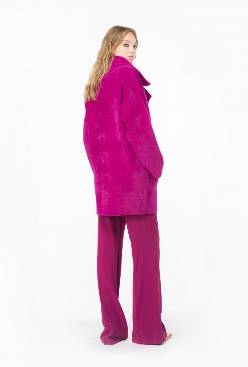 Pinko Faux Fur Cocoon Coat BOUGAINVILLEA PURPLE | SN-PKO33632