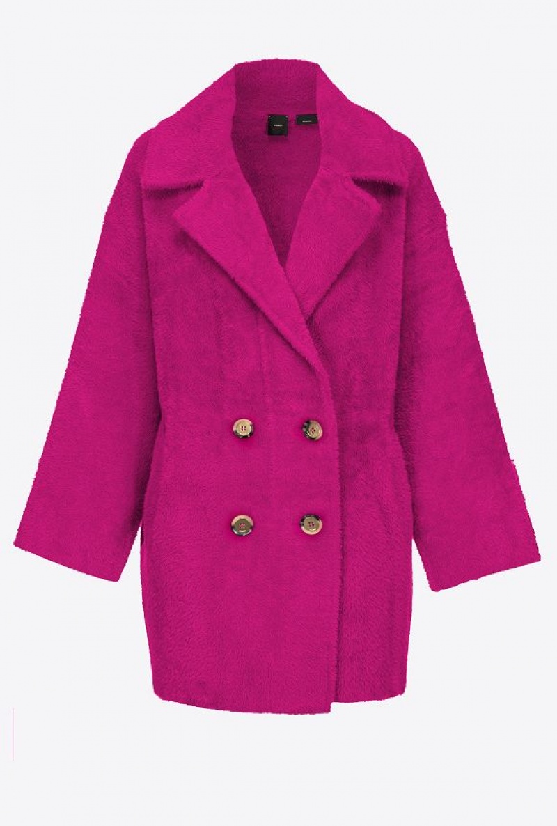 Pinko Faux Fur Cocoon Coat BOUGAINVILLEA PURPLE | SN-PKO33632