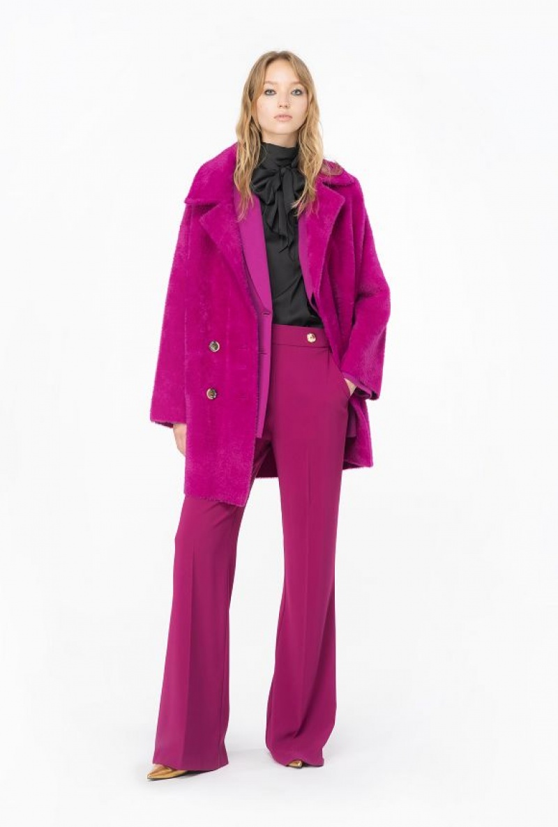 Pinko Faux Fur Cocoon Coat BOUGAINVILLEA PURPLE | SN-PKO33632