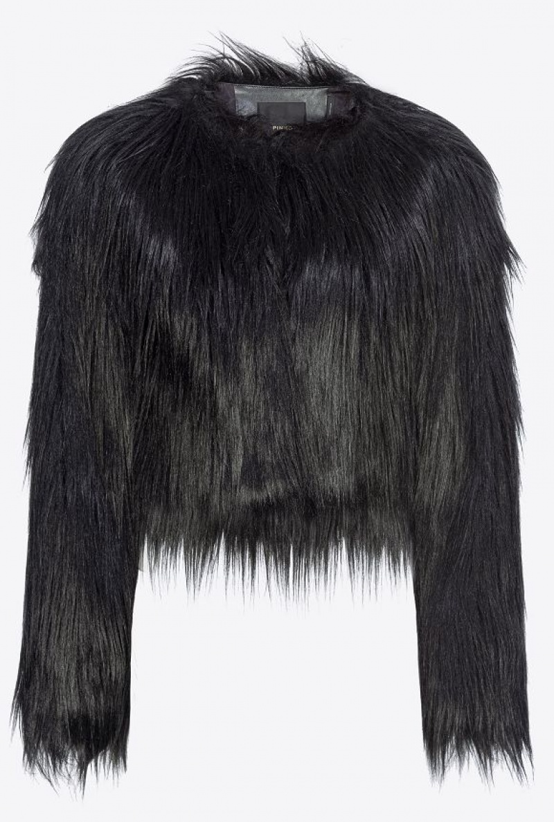 Pinko Faux Fur Jacket LIMO BLACK | SN-PKO33631