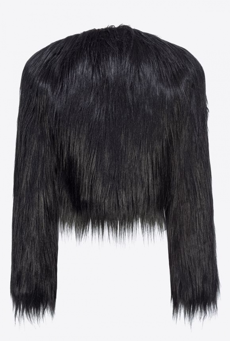 Pinko Faux Fur Jacket LIMO BLACK | SN-PKO33631