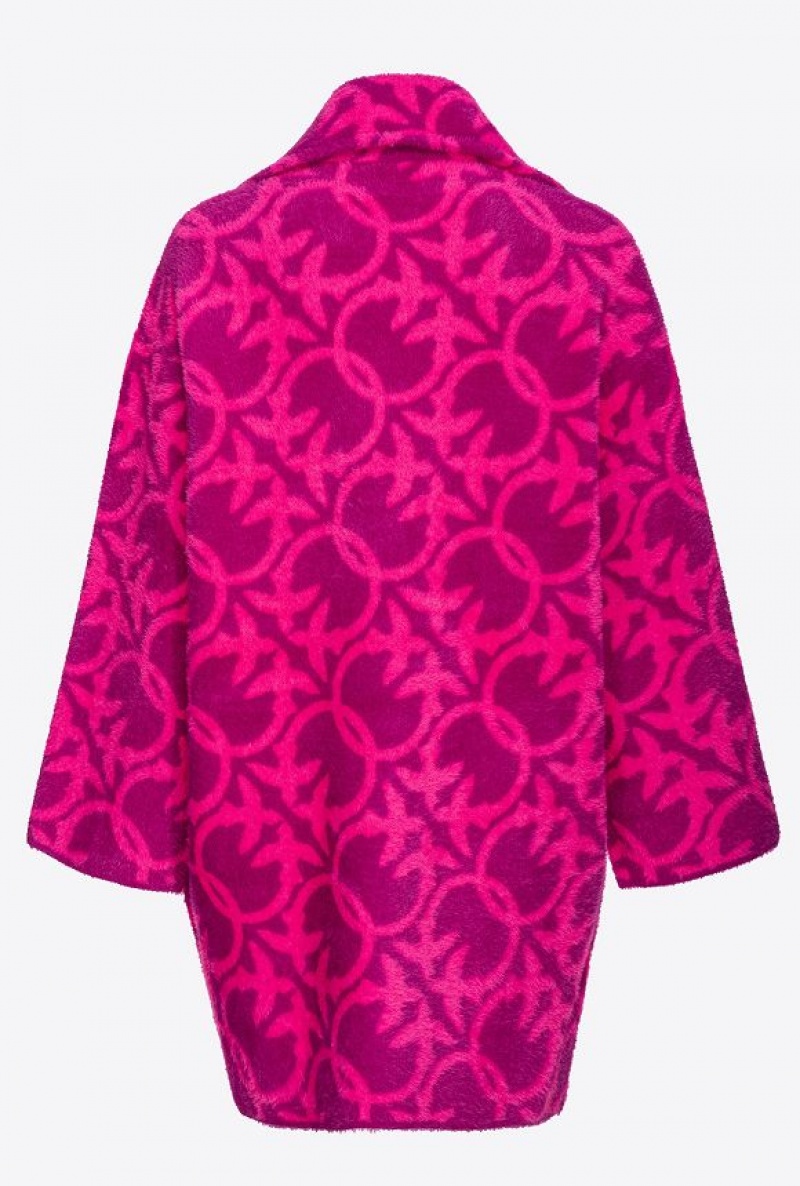 Pinko Faux Fur Love Birds Coat PURPLE/FUCHSIA | SN-PKO33609