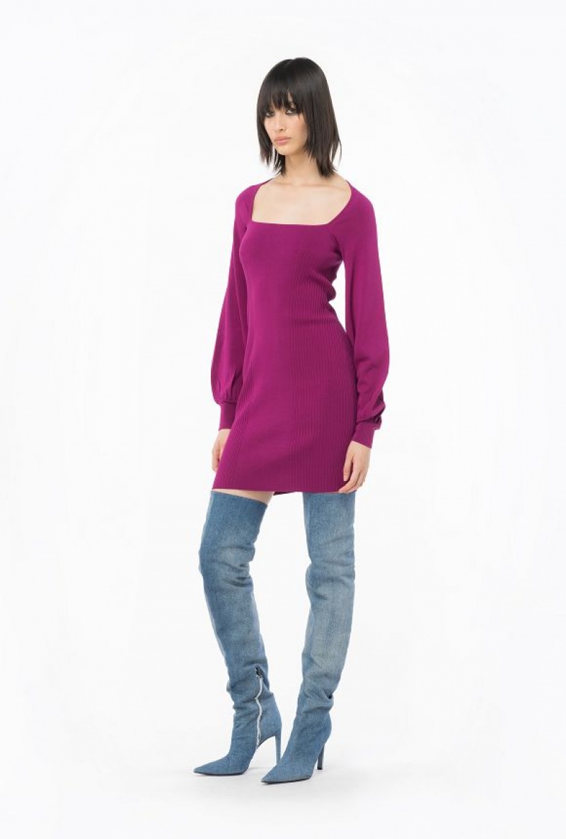 Pinko Fitted Knit Dress BOUGAINVILLEA PURPLE | SN-PKO33069