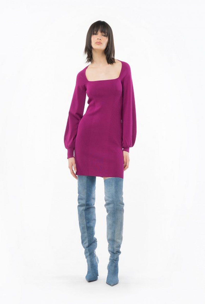 Pinko Fitted Knit Dress BOUGAINVILLEA PURPLE | SN-PKO33069