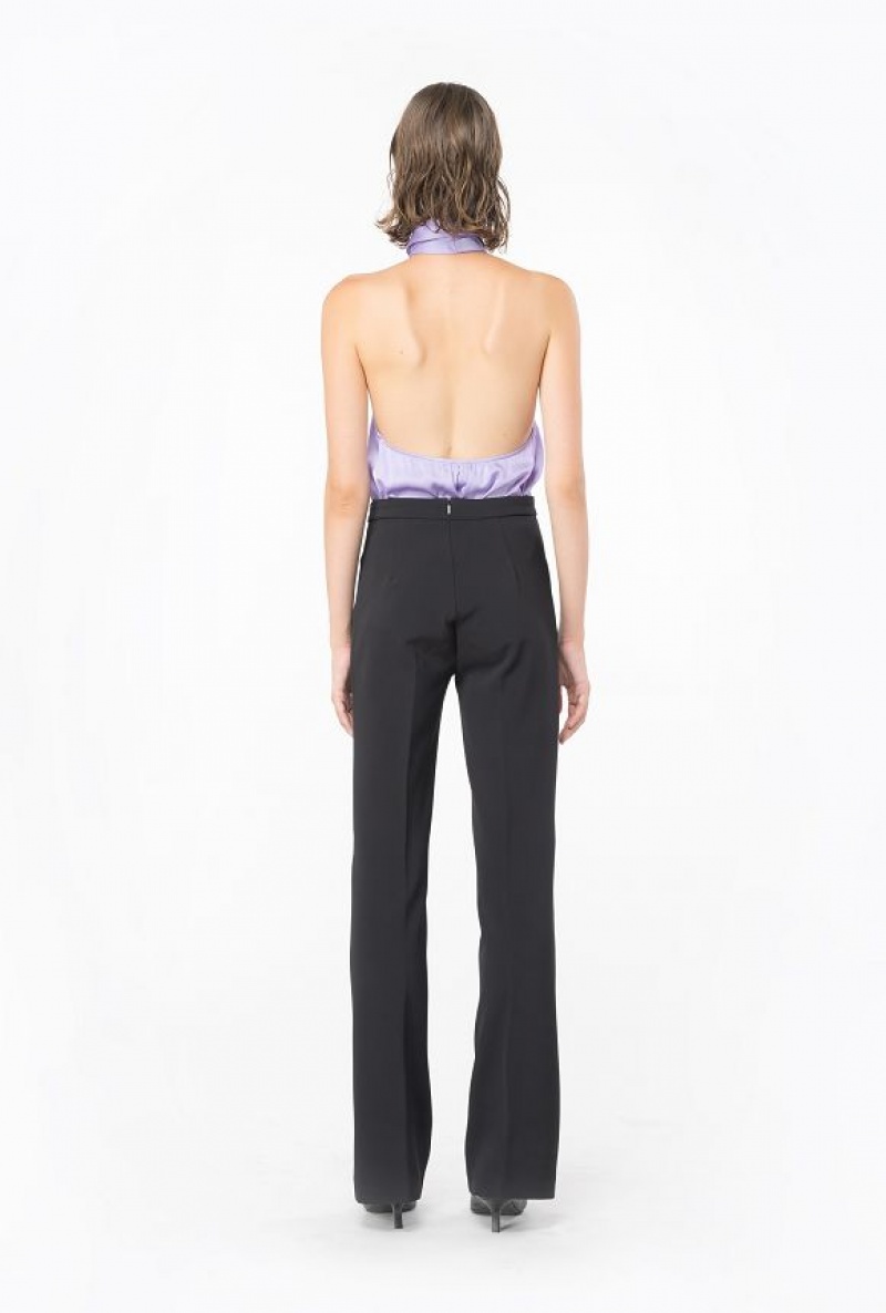 Pinko Flared Crepe Trousers LIMO BLACK | SN-PKO33744