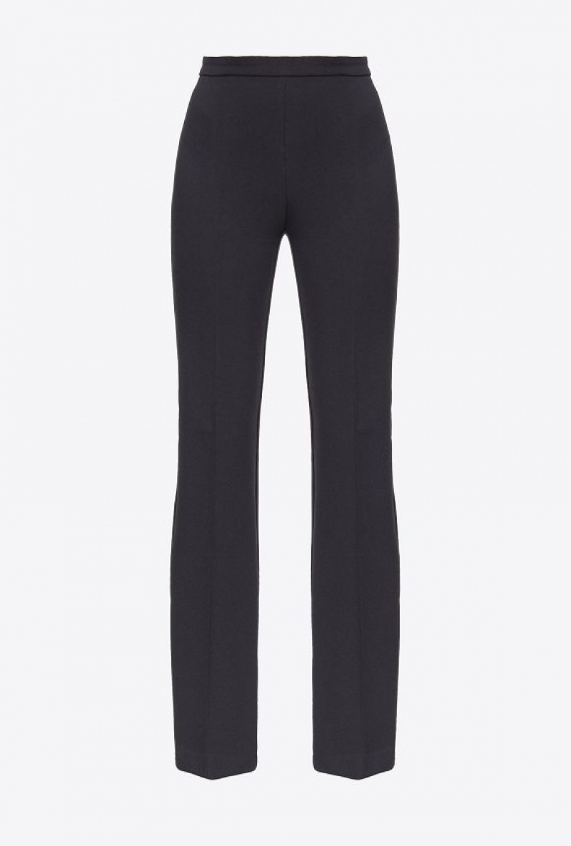 Pinko Flared Crepe Trousers LIMO BLACK | SN-PKO33744