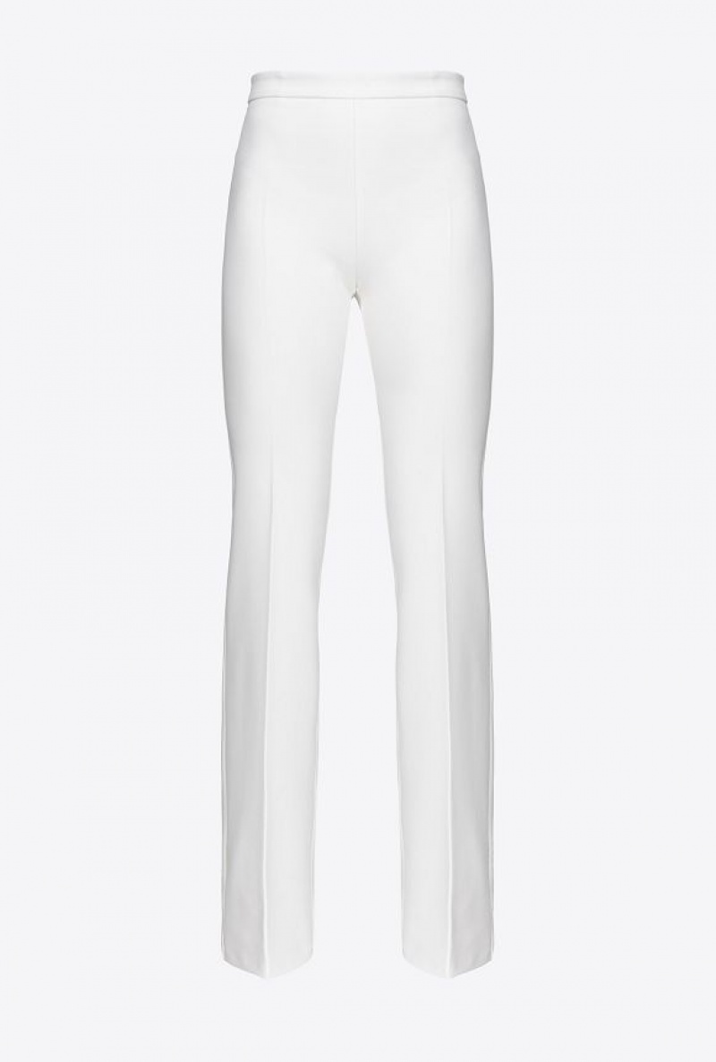 Pinko Flared Crepe Trousers SNOW WHITE | SN-PKO33764