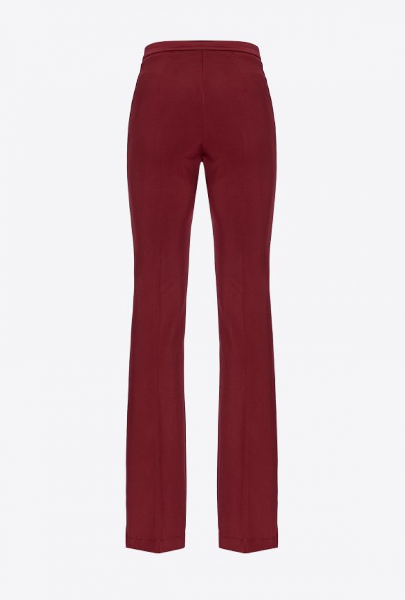 Pinko Flared Flowing Neoprene Trousers BURGUNDY-PORT ROYALE | SN-PKO33736