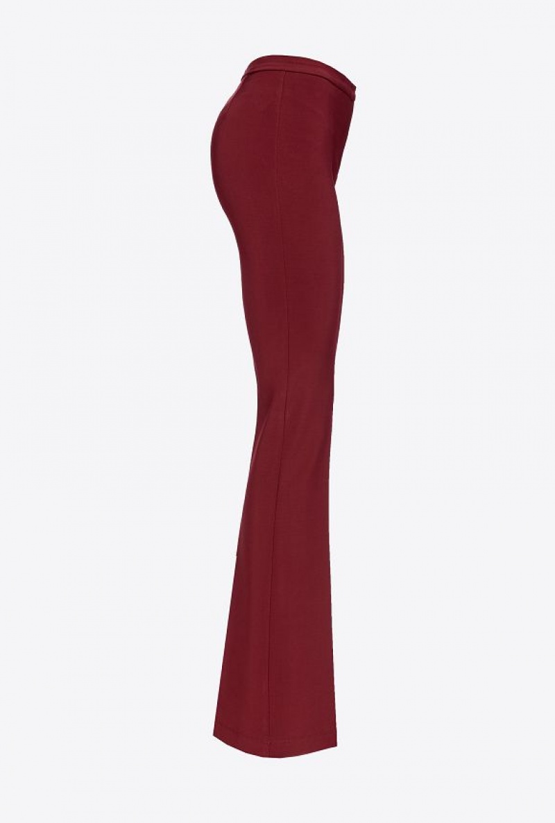 Pinko Flared Flowing Neoprene Trousers BURGUNDY-PORT ROYALE | SN-PKO33736