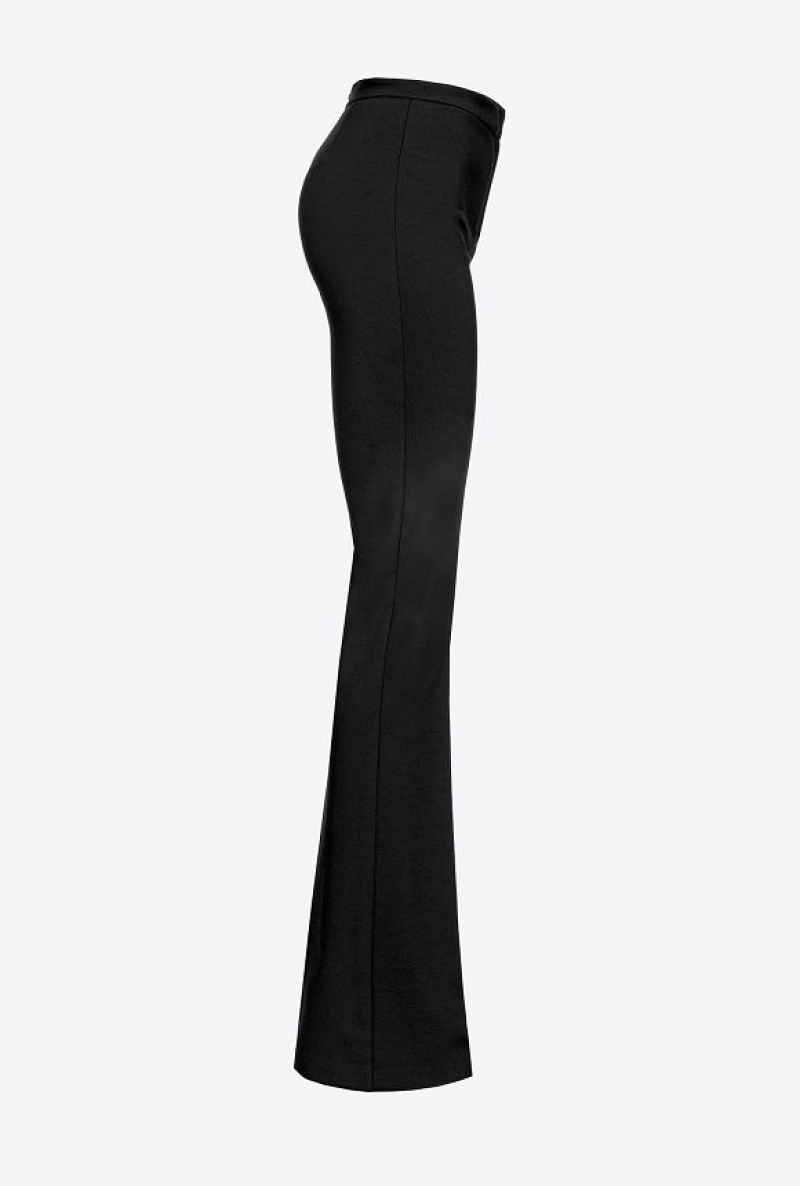 Pinko Flared Flowing Neoprene Trousers LIMO BLACK | SN-PKO33769