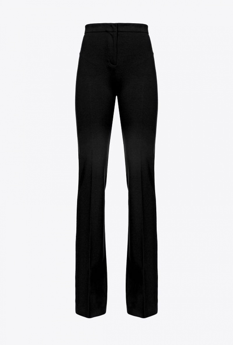 Pinko Flared Flowing Neoprene Trousers LIMO BLACK | SN-PKO33884