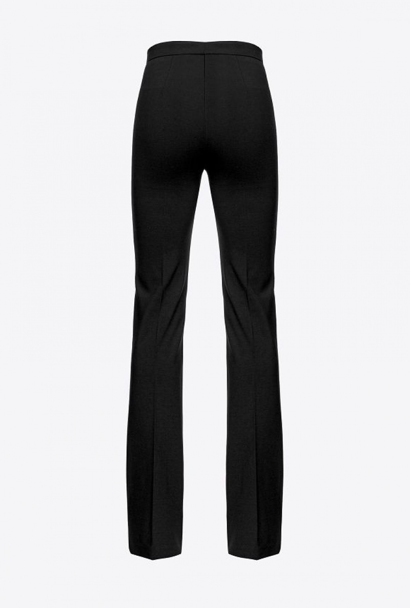 Pinko Flared Flowing Neoprene Trousers LIMO BLACK | SN-PKO33884