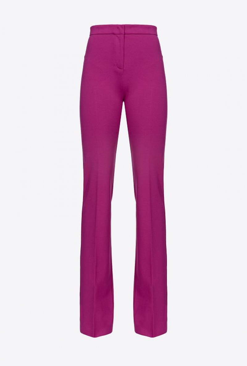 Pinko Flared Full Milano Trousers BOUGAINVILLEA PURPLE | SN-PKO33919