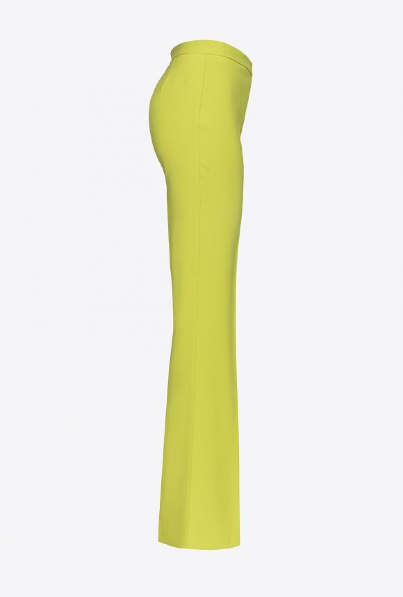 Pinko Flared Stretch Trousers LIME YELLOW | SN-PKO33710