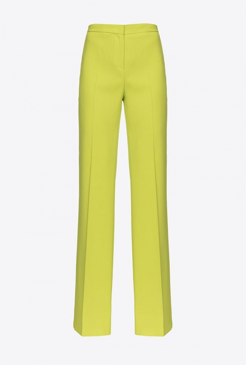 Pinko Flared Stretch Trousers LIME YELLOW | SN-PKO33946