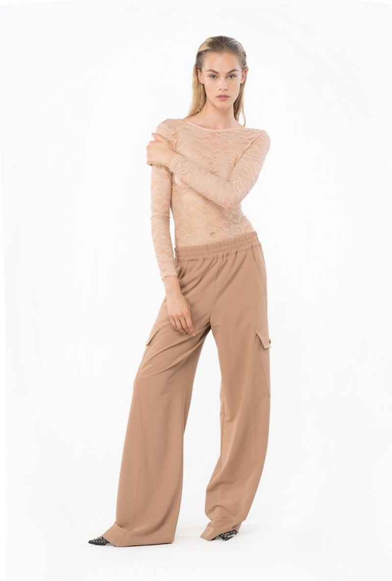 Pinko Flowing Cargo Trousers DARK LATTE | SN-PKO33755