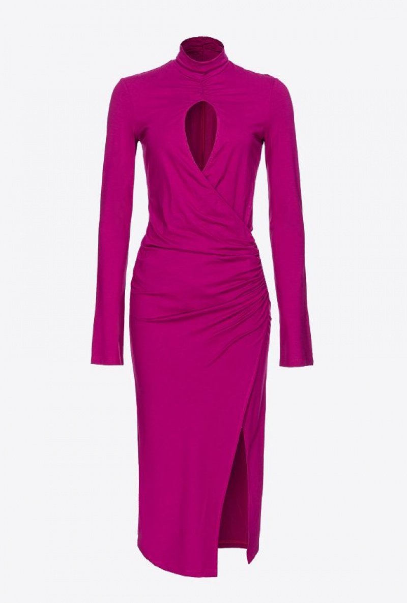 Pinko Flowing Jersey Midi Dress BOUGAINVILLEA PURPLE | SN-PKO33099