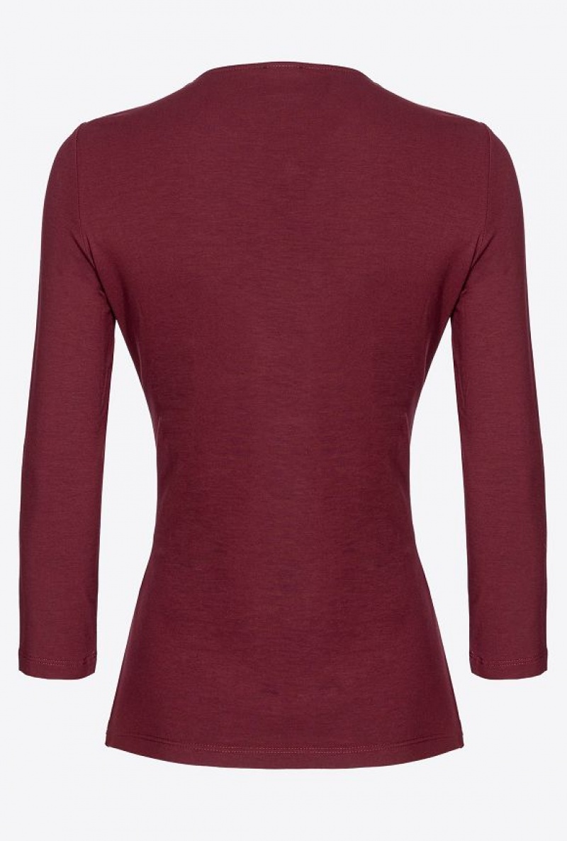 Pinko Flowing Jersey Sweater With Golden Buttons BURGUNDY-PORT ROYALE | SN-PKO33213