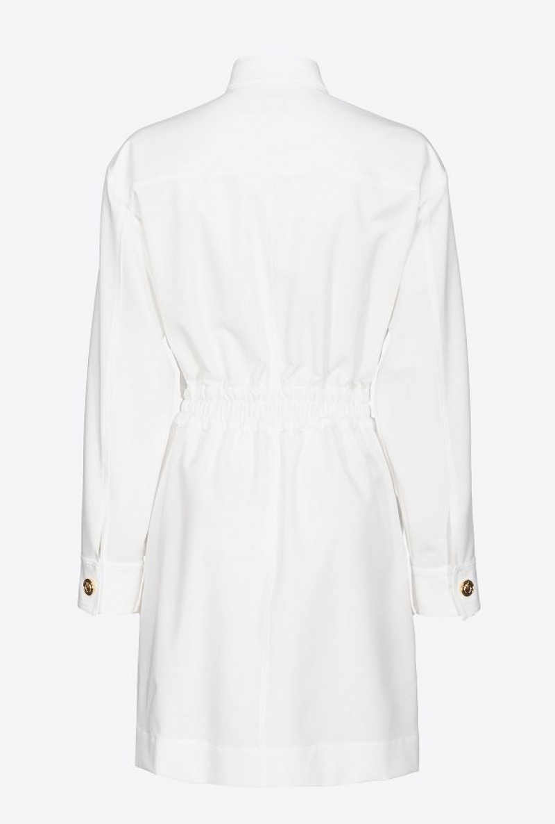 Pinko Flowing Mini Shirt Dress SNOW WHITE | SN-PKO32967