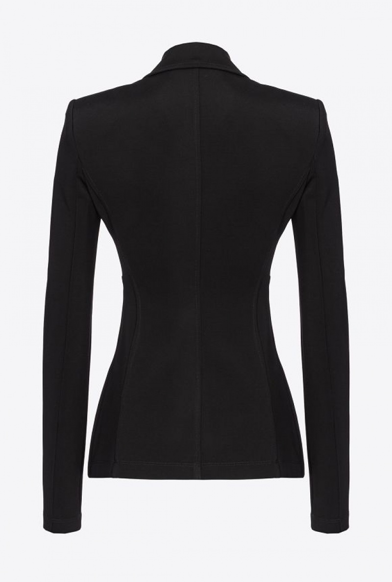 Pinko Flowing Technical Fabric Blazer With Topstitching LIMO BLACK | SN-PKO33977