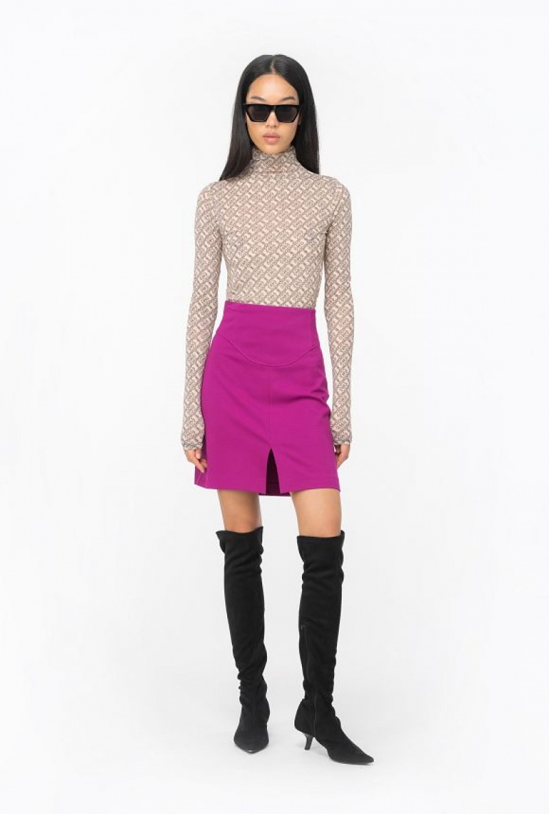 Pinko Full Milano Mini Skirt BOUGAINVILLEA PURPLE | SN-PKO33920