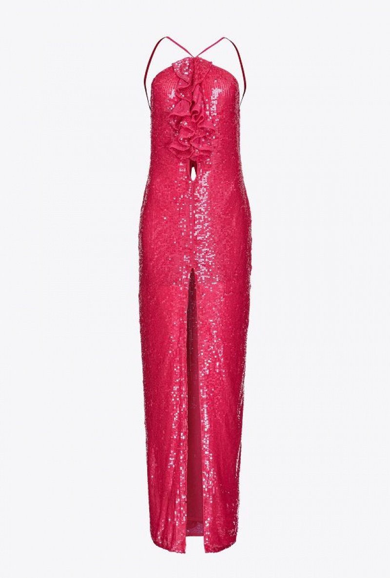 Pinko Fully Sequinned Dress With Ruching BEETROOT | SN-PKO33094