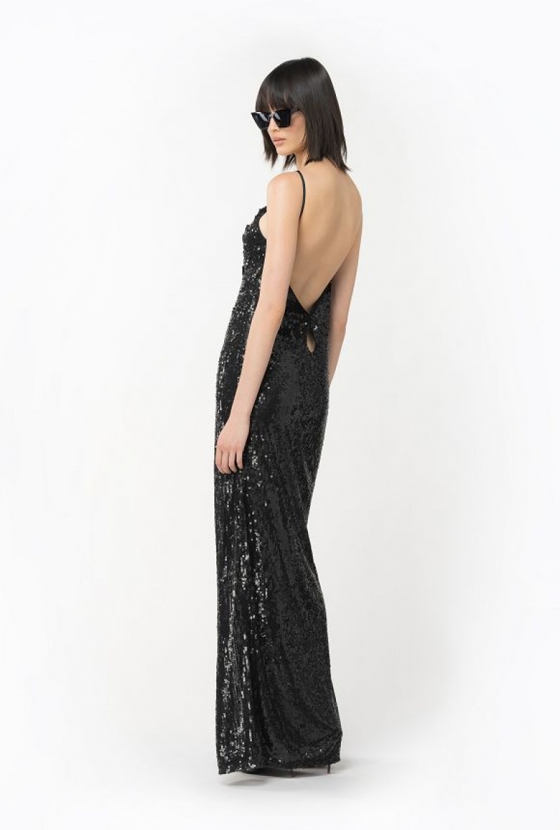 Pinko Fully Sequinned Dress With Ruching LIMO BLACK | SN-PKO33096