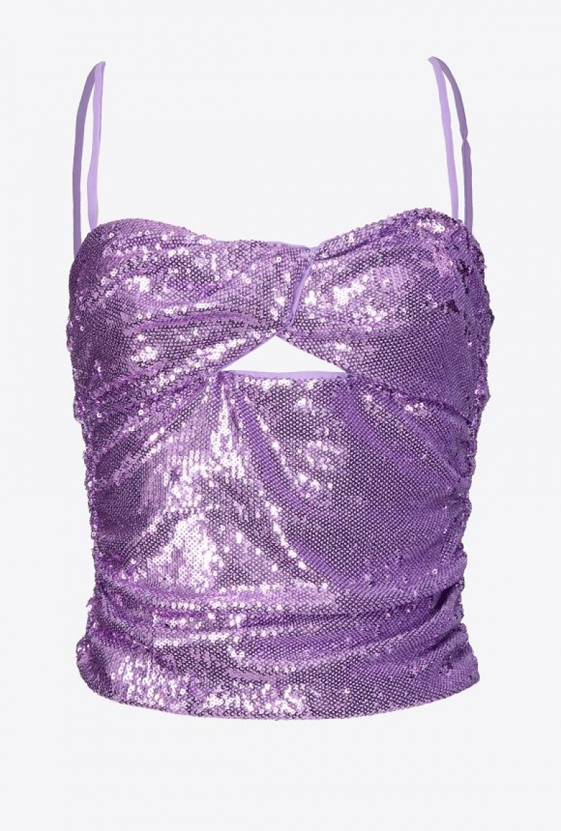 Pinko Fully Sequinned Top LISIANTHUS LILAC | SN-PKO33329