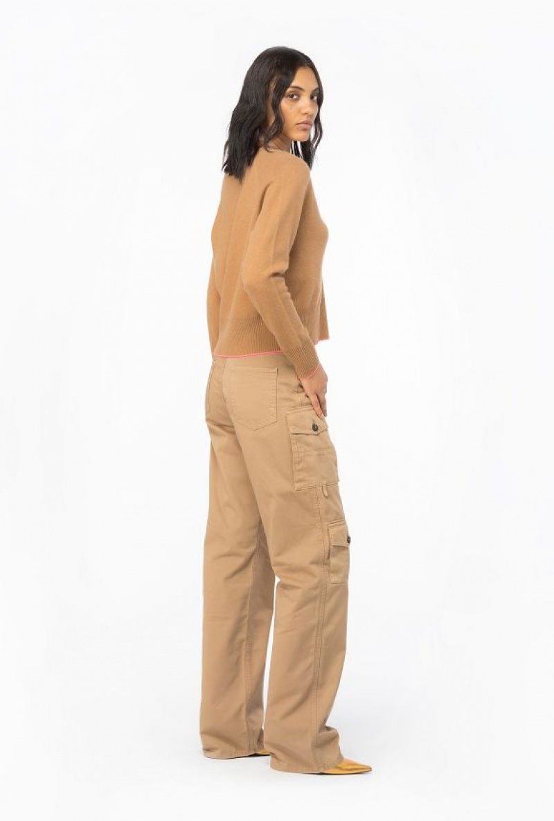 Pinko Gabardine Cargo Trousers MOCHA CAMEL | SN-PKO33757